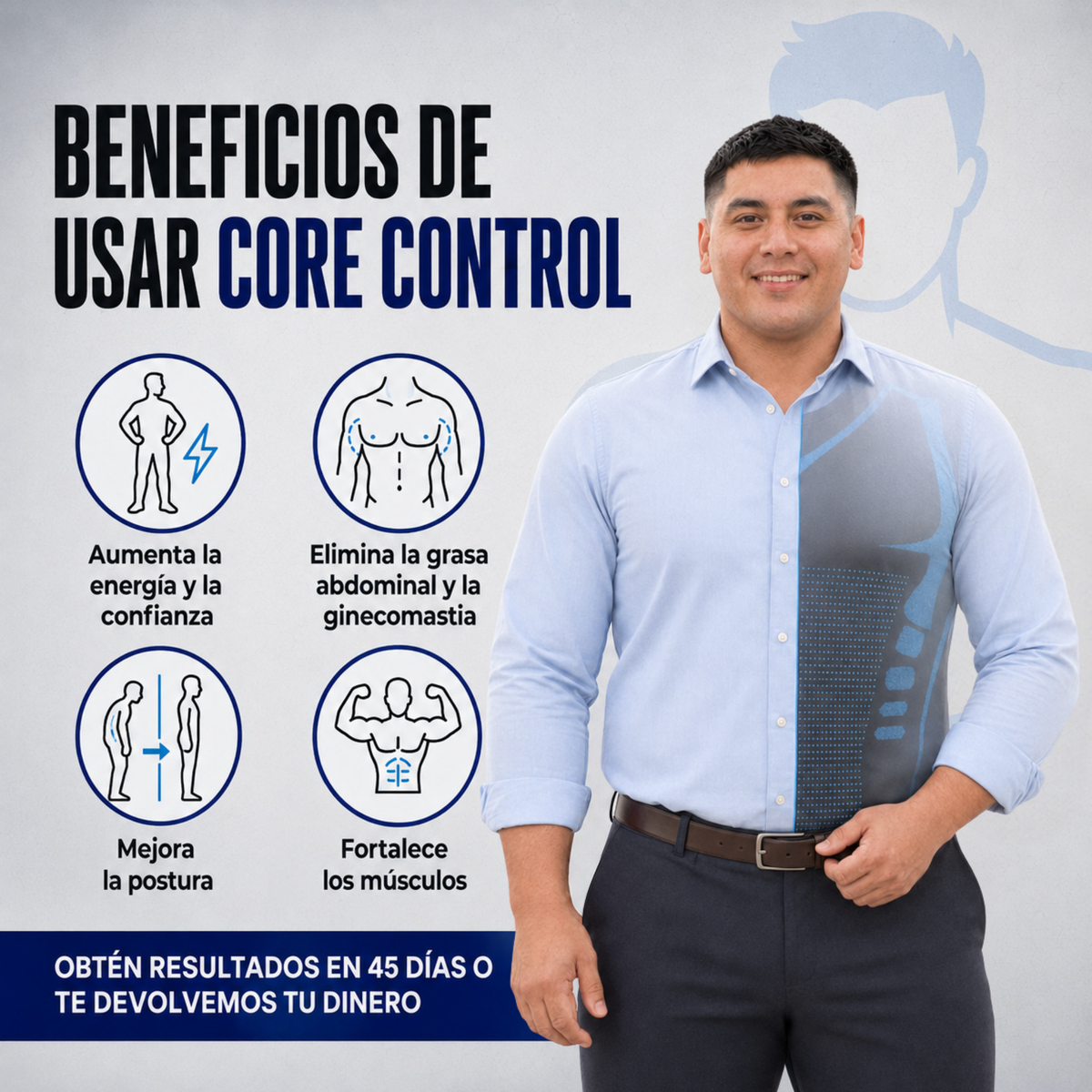 CoreControl™ | Pecho más plano y abdomen más firme